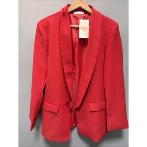 KIRUNDO Women’s Oversized Blazer Jacket Brown Open Front Business Casual New M